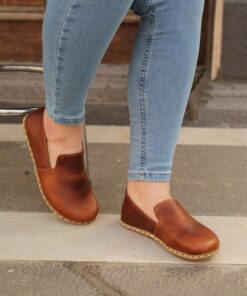 Grounding Barefoot Moccasins for Women Embrace Natural Comfort in Crazy Brown