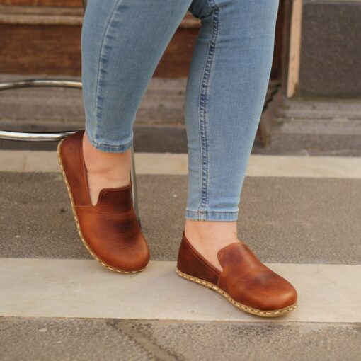 Grounding Barefoot Moccasins for Women Embrace Natural Comfort in Crazy Brown