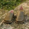 Grounding Shoes for Men Embrace Nature's Energy with Handmade, Barefoot Green Loafers