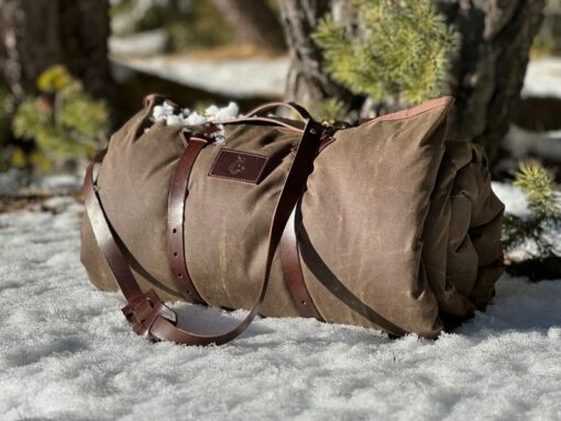 Premium Leather Carrier for Outdoor Essentials Bedroll, Tarp, Blanket, and Lavvu