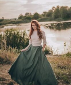 Flowy Linen Maxi Skirt Boho Chic in Plus Sizes