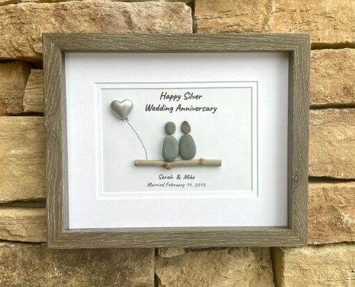 Personalized Pebble Art for Silver Wedding Anniversary A Timeless Treasure for 25 Years of Love