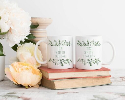 Personalized Eucalyptus Wedding Mug A Cherished Keepsake for the Newlyweds
