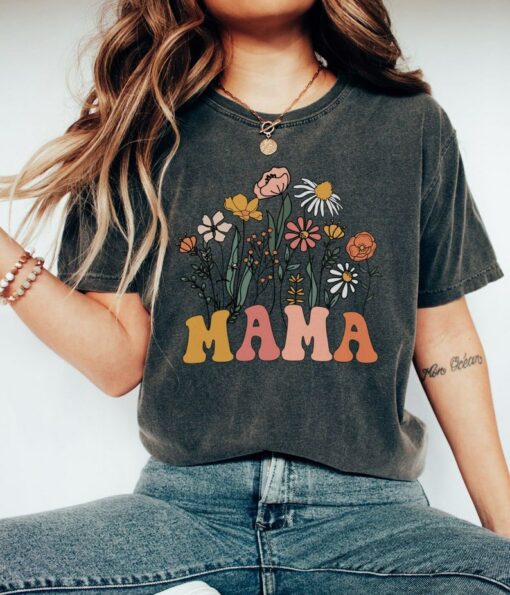 Wildflower Mama Comfort Colors Retro Mom T-Shirt, Perfect Mother's Day Gift