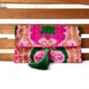 Exquisite Pink Ikat Velvet Clutch A Touch of Boho Elegance for Special Occasions