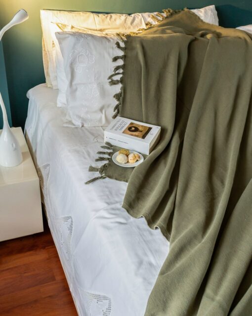 Luxurious 55"-83" Stonewashed Throw Blanket Elevate Your Home with Turkish Cotton Comfort