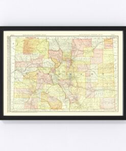 Colorado Map 1908 Vintage Wall Art for History Buffs and Colorado Enthusiasts