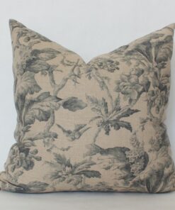 Nature's Embrace Designer Floral Pillow in Beige, Gray, and Tan
