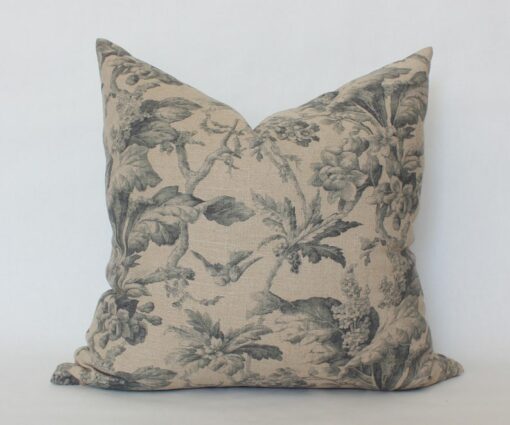 Nature's Embrace Designer Floral Pillow in Beige, Gray, and Tan