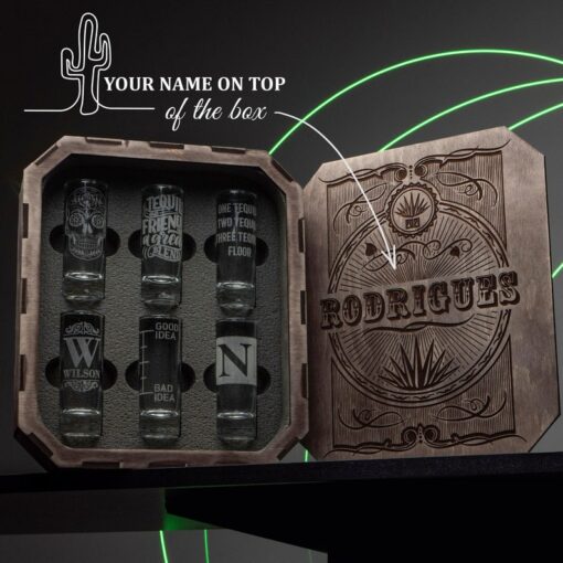 Personalized Tequila Glasses with Flight Board The Perfect Gift for Any Occasion