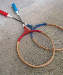 Vintage Badminton Rackets GERMINA DDR Retro Wooden Pair for Sports Decor and Play