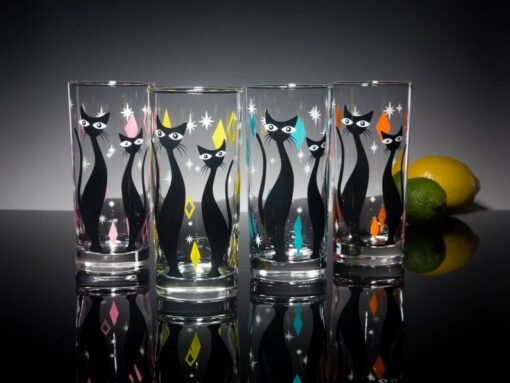 Atomic Cat Mid-Century Modern Cocktail Glasses for a Retro-Chic Bar