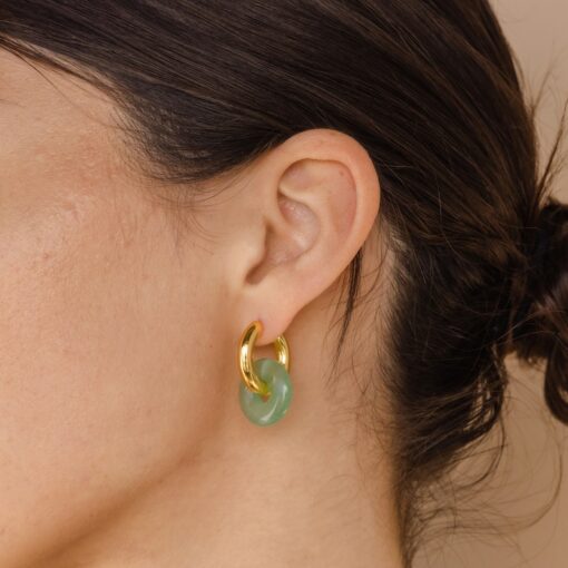 Captivating Chunky Jade Hoop Earrings Embrace Summer's Essence with Caitlyn Minimalist's ER302