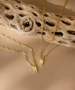 Personalized Paperclip Chain Necklace with Initial Charm A Timeless Gift for Mom (NM115bNIF33)