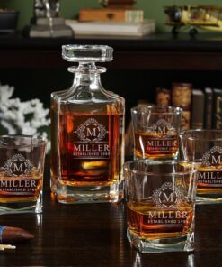Personalized Bourbon Decanter Set Elevate Your Spirits with Engraved Decanter and Glasses