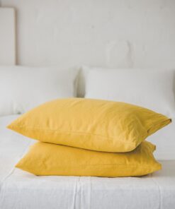 Luxurious Mimosa Yellow Linen Pillowcase Customize Your Comfort with Natural Elegance