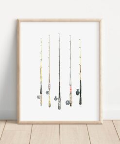 Vintage-Inspired Watercolor Fishing Rod Art Print Capture the Essence of Fly Fishing