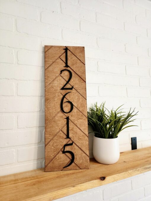 Modern Herringbone Address Sign Elevate Your Home's Curb Appeal with Style