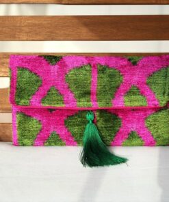 Exquisite Ikat Velvet Clutch A Symphony of Colors for Evening Elegance