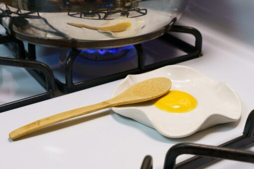 ?? Elevate Your Kitchen Handmade Ceramic Fried Egg Spoon Rest (5" Wide)
