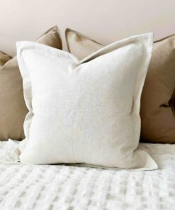 Plush Comfort Orla Flange Edge Cream/Sand Cushion with Duck Feather Pad