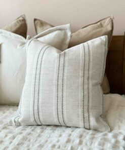 Cozy Comfort Ella Oatmeal Stripe Cushion with Luxurious Duck Feather Pad