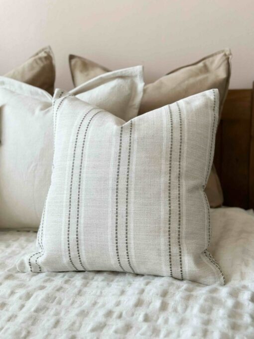 Cozy Comfort Ella Oatmeal Stripe Cushion with Luxurious Duck Feather Pad