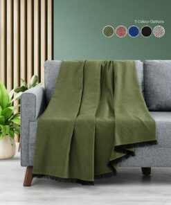 Organic Cotton Sofa Cover Cozy Haven with Fringed Elegance