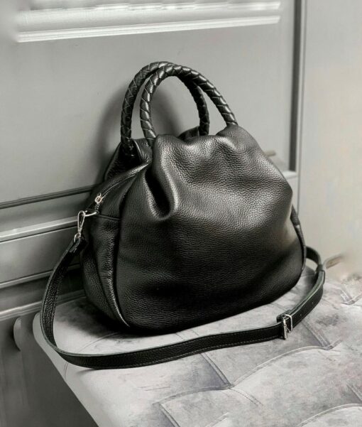 Captivating Black Leather Handbag A Timeless Gift for Her from Ukraine