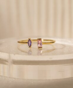 Caitlyn Minimalist Duo Birthstone Ring Celebrate Your Bond with a Timeless Treasure