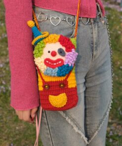 Handmade Crochet Clown Phone Bag A Quirky and Unique Gift for Her