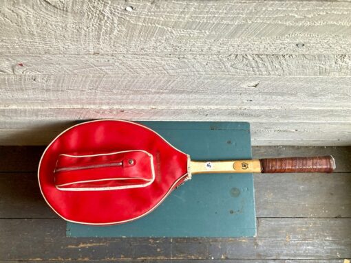 Vintage 70s Bancroft Tennis Racquet with Red Cover and Ball Pocket