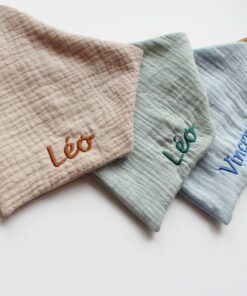 Personalized Embroidered Baby Bibs Custom Name, Bandana, and Birthday Bibs for Neutral Baby Showers