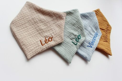 Personalized Embroidered Baby Bibs Custom Name, Bandana, and Birthday Bibs for Neutral Baby Showers