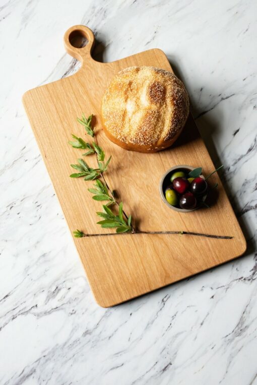 Premium Farmhouse Cutting Board Solid Cherry Wood, Organic Finish, No Glue, with Handle