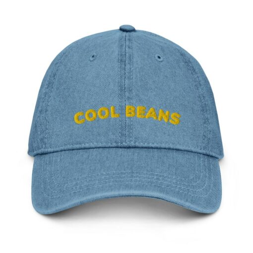 Embroidered Denim Dad Hat Cool Beans, Stay Groovy