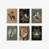 Folk Art Animal Print Variety Bundle Mini Prints for Cottagecore Nature Decor