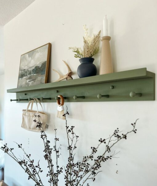 Versatile Wooden Shelf with Hooks and Ledge Enhance Your Home Decor and Organization