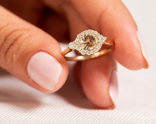 Sunstone Halo Ring A Radiant Symbol of Love and Commitment