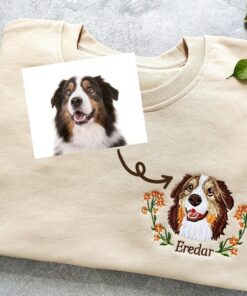 Personalized Embroidered Pet Portrait Sweatshirt Capture Your Furry Friend's Charm