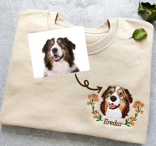 Personalized Embroidered Pet Portrait Sweatshirt Capture Your Furry Friend's Charm