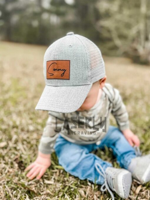 Personalized Toddler Ball Cap Mesh Back, Leather Patch, Perfect for Gifts