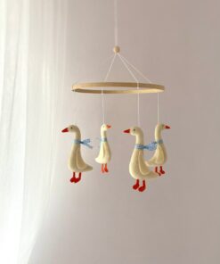 Enchanting Goose Blue Ribbon Baby Mobile A Serene Haven for Little Dreamers