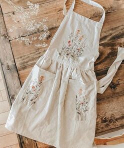 Personalized Floral Embroidered Apron A Unique Gift for Her in Kitchen, Cooking, Floristry, or Gardening
