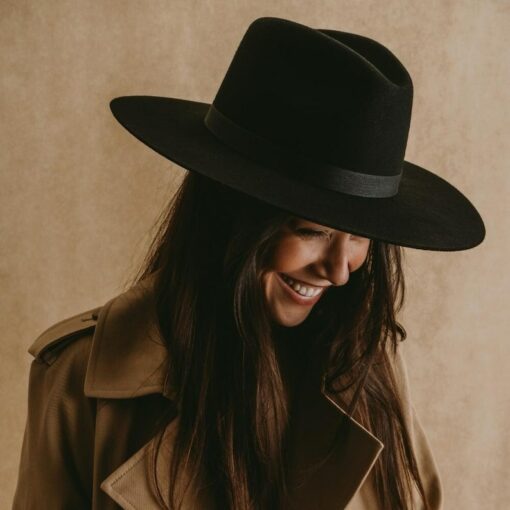 Timeless Elegance Black Fedora Hat for Women with a Wide Brim