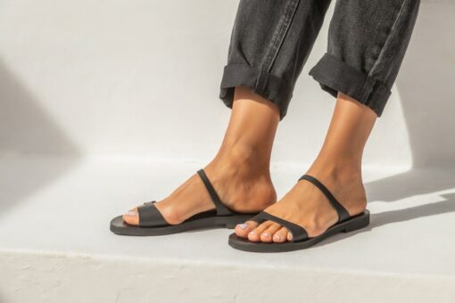 Handmade SELENE Unique Greek Women's Flat Leather Sandals for Spring and Summer