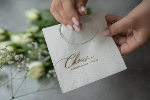 Personalized Gold Foil Wedding Napkins Elevate Your Special Day with Custom Elegance
