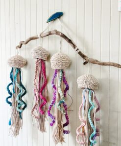 Coastal Serenity Macrame Jellyfish Wall Hanging for Nautical and Beachy Decor