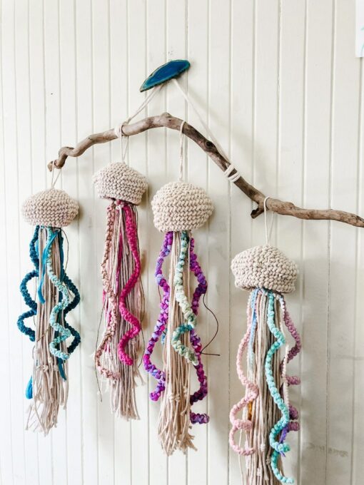 Coastal Serenity Macrame Jellyfish Wall Hanging for Nautical and Beachy Decor