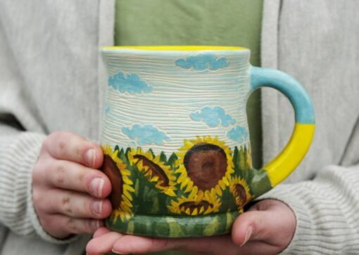 Sunflower of Hope A Ceramic Mug Embracing Ukrainian Resilience